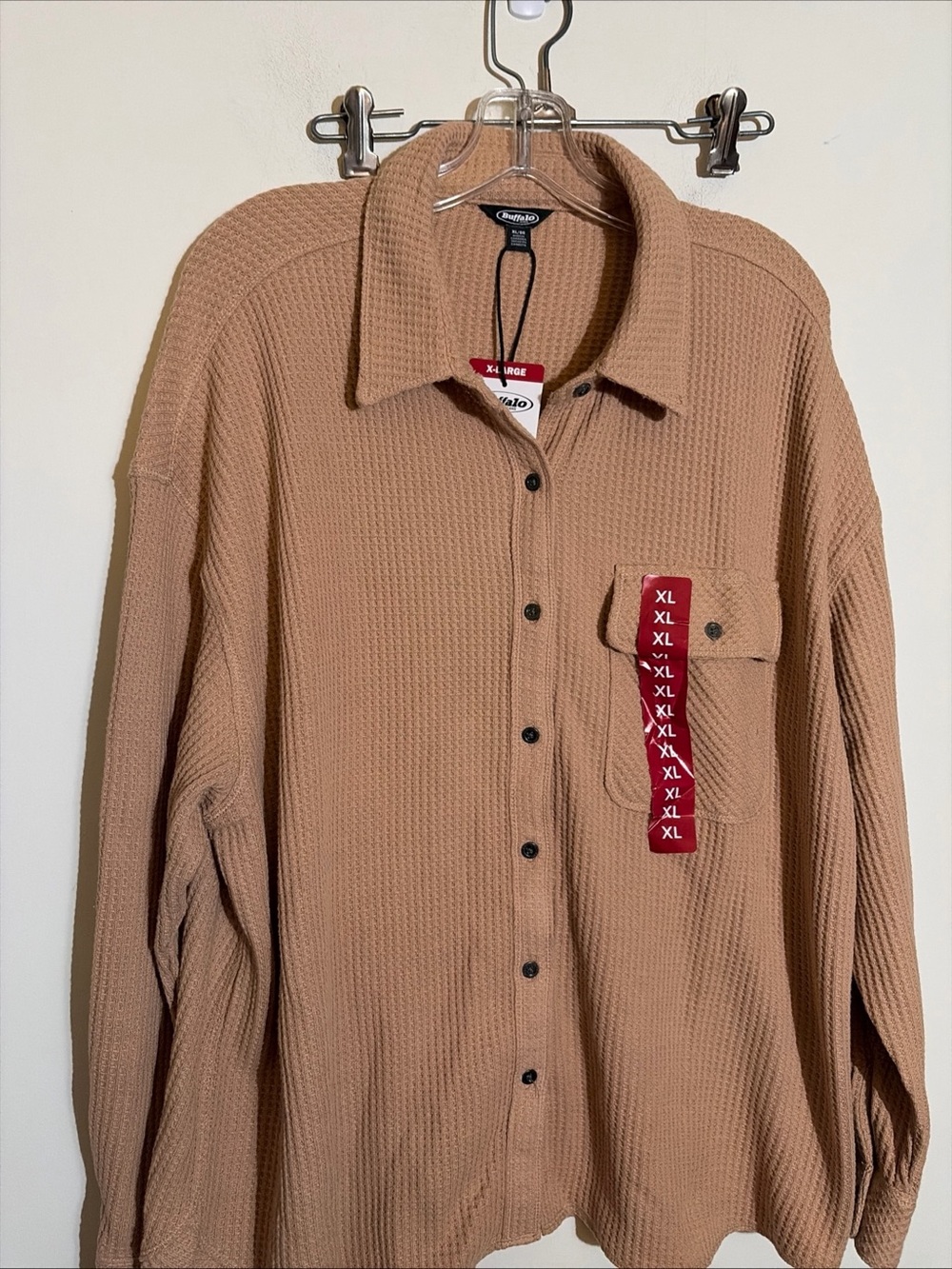 Waffle Button-Up Shirt in brown